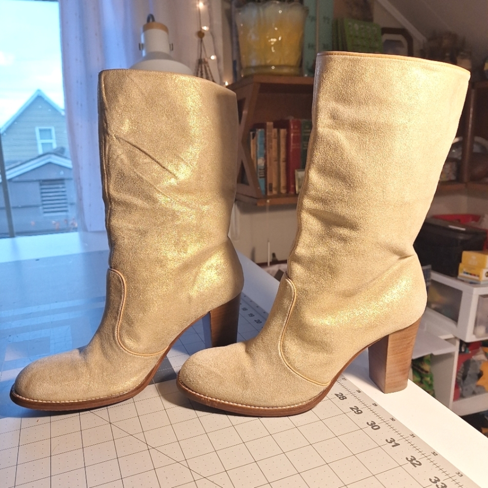 Gold Heeled leather Boots Kenneth Cole